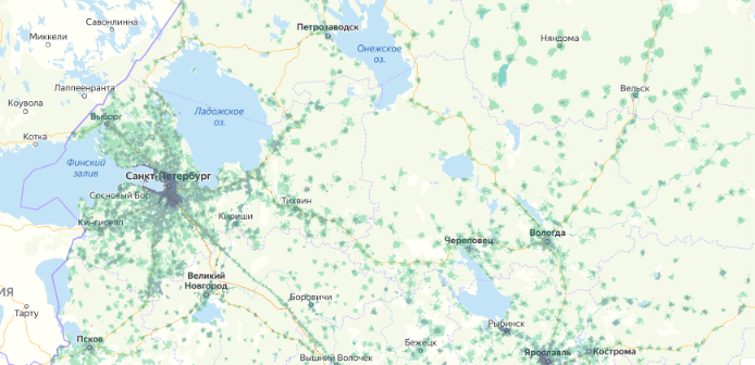 Зона покрытия МТС на карте Сухой Лог 